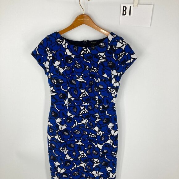 Talbots blue floral sheath dress Sz 2 - Picture 6 of 7